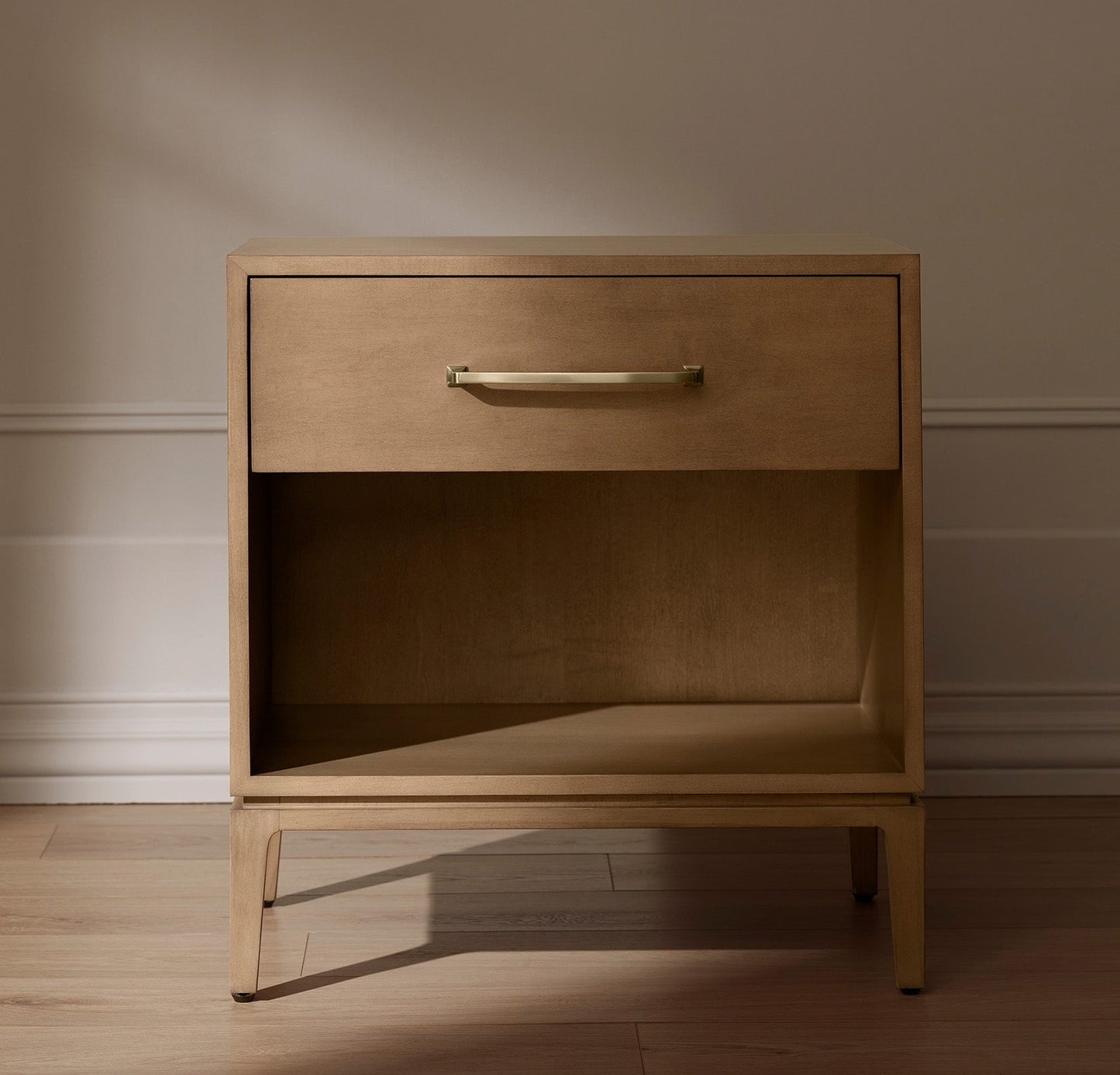Single Drawer Wood Nightstand - Bluff - Brass