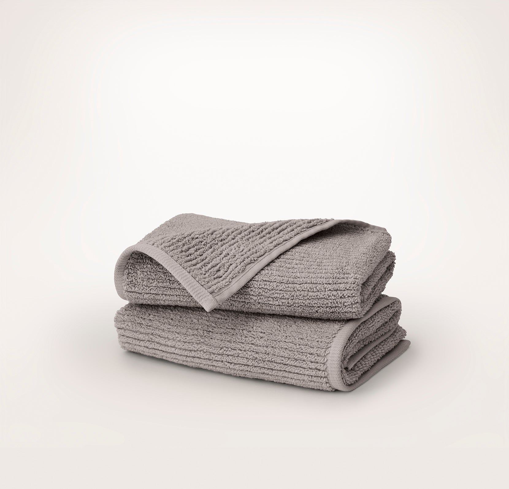 Turkish Ribbed Hand Towels (Pair) - Stone